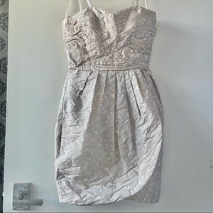 strapless bcbg sweetheart neckline champagne cocktail mini dress